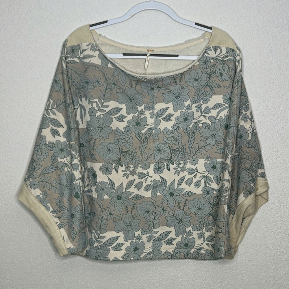 Free People Floral Stripe Pullover Crewneck Top
